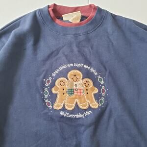 Vintage Sweatshirt Womens 3X Grandkids Sugar Spice Gingerbread Holiday Embroider